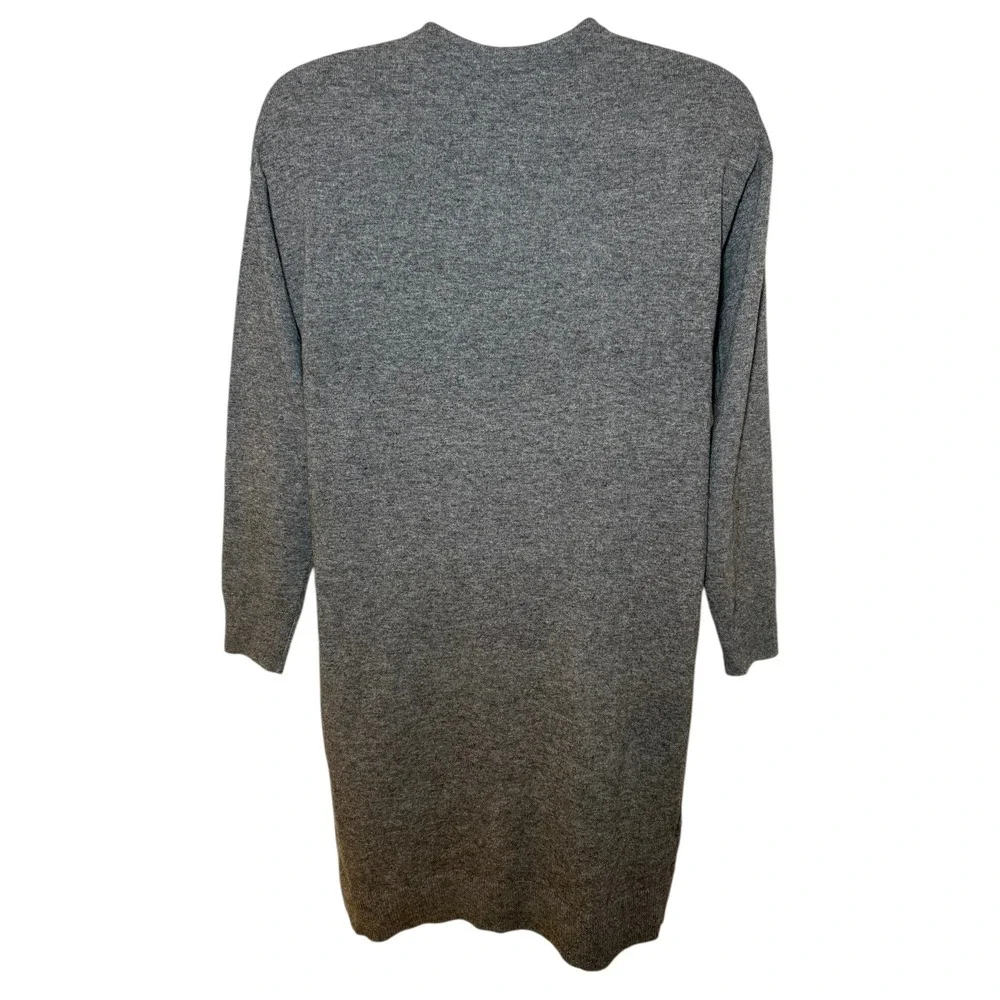 Ann Taylor Longline Cardigan Sweater Gray Wool Blend V Neck Button Front Size M - Picture 2 of 9